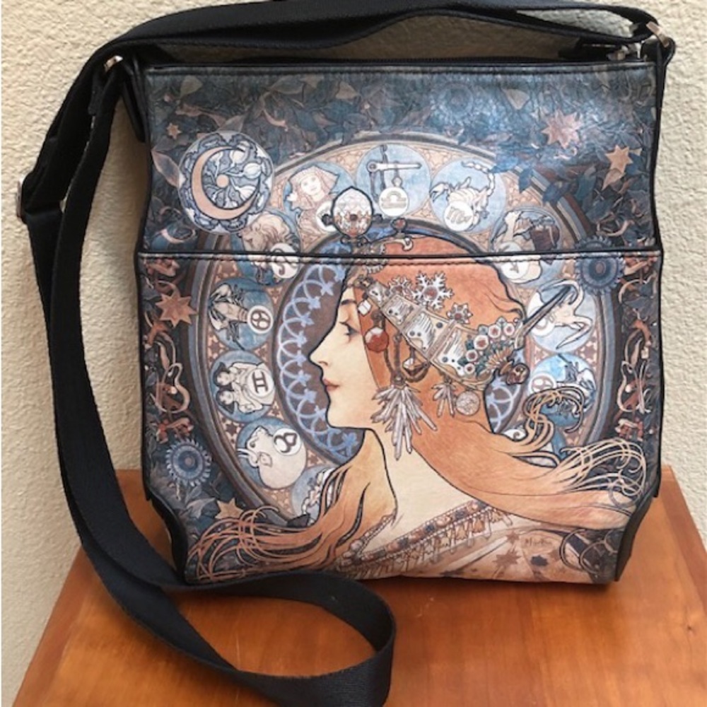 ICON Los Angeles Art To Wear Alphonse Mucha Art Nouveau crossbody bag